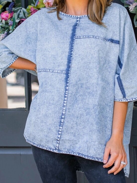 Zenana Outfitters Tops - Oversized Denim Shirt- Zenana by Dressed in LALA